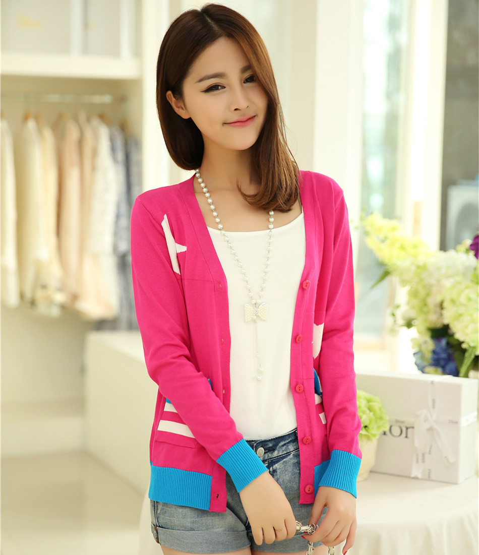 模特实拍2014秋装新款韩版<em>针织开衫女长款</em>长