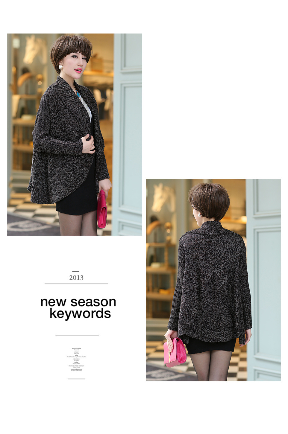 【实拍5106 <em>秋装</em>新款<em>开衫</em>中长款<em>大衣</em> <em>开衫</em>圆摆