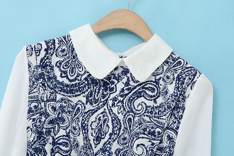 批发采购连衣裙-2014春 李沁同款时尚麻青花瓷