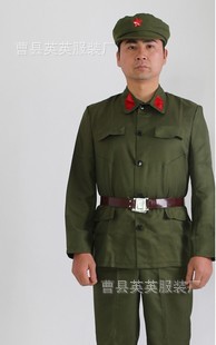 六一军装演出服装男土八路军演出服红军蓝绿军
