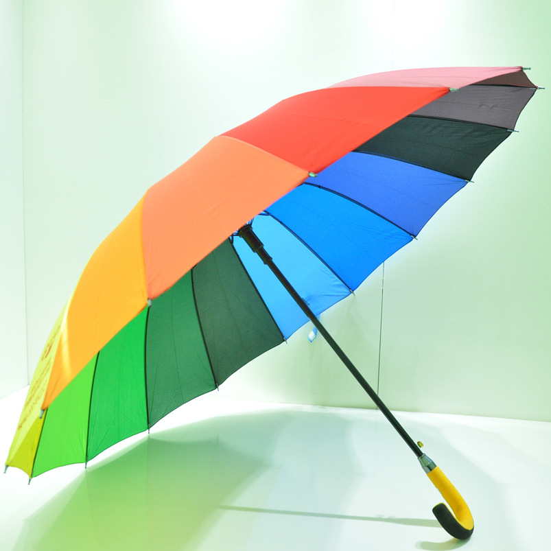 [雨伞厂家]现货供应平安保险彩虹伞直杆伞彩虹
