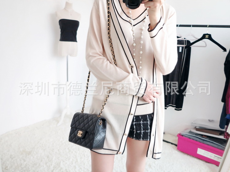 发采购<em>女式</em>针织衫-2014秋小香长款针织<em>开衫</em>薄