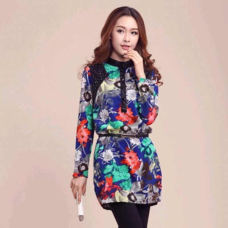 2014春新款韩版女装雪纺衫大码显瘦上衣雪纺