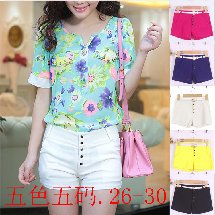 <em>2014</em>实拍<em>夏装新款</em>女装糖果色休闲裤<em>短裤女</em>裤