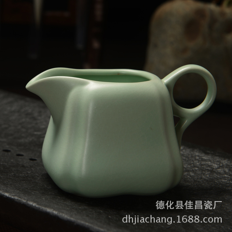 佳昌功夫茶具 正品汝窑功夫茶具 暗蝉翼开片可养 汝瓷 公道杯单个