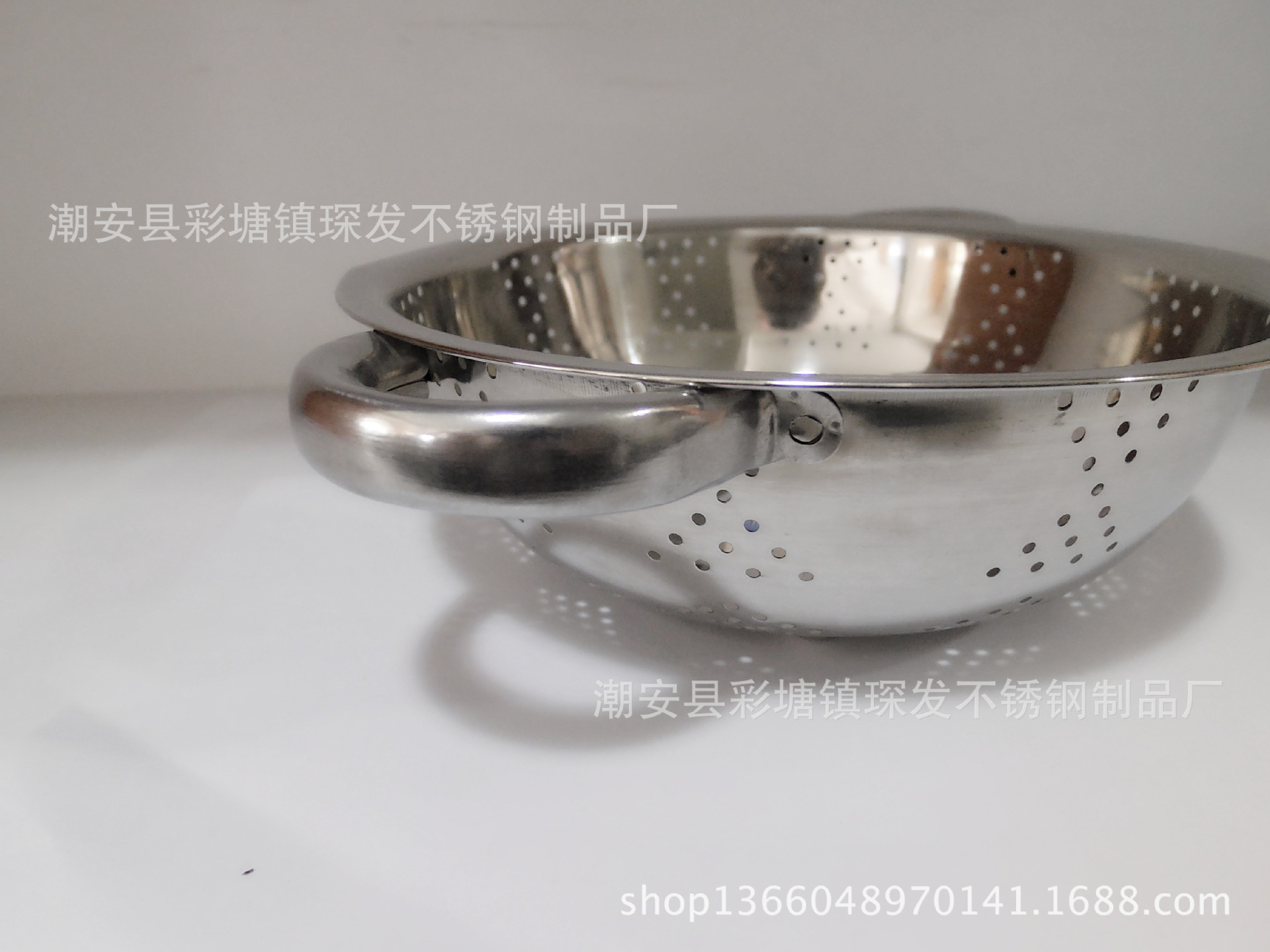 【不锈钢洗米盆 防滑带脚洗米筛 果蔬盆 带耳朵