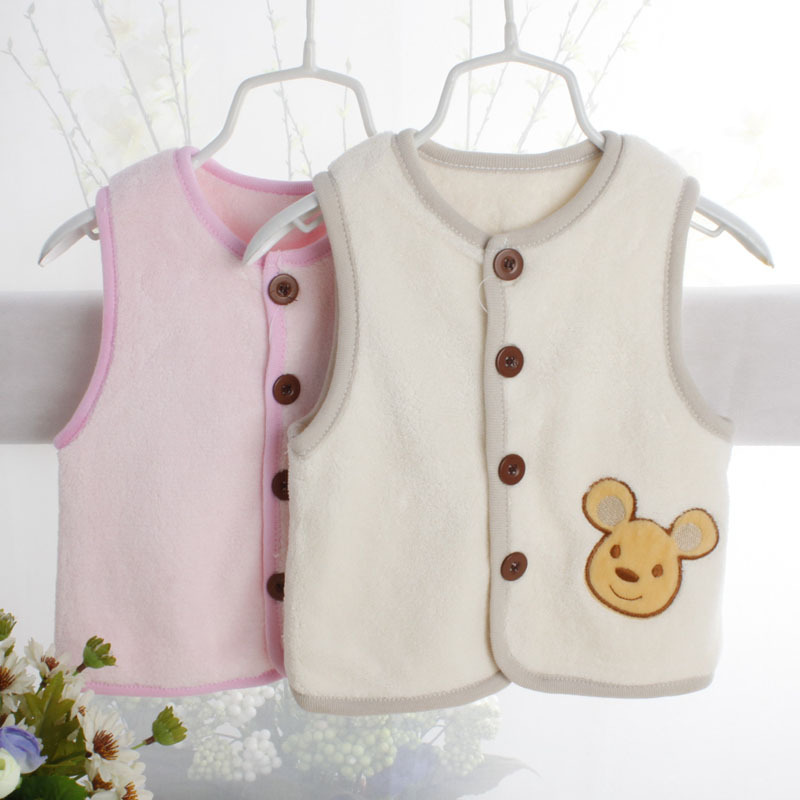 婴儿<em>马夹背心</em>双层卡通<em>图案</em>珊瑚绒超可爱 一件