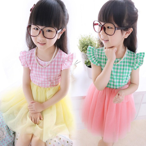 <em>品牌装女童</em>背心裙2014夏装爆款韩版格子蓬蓬