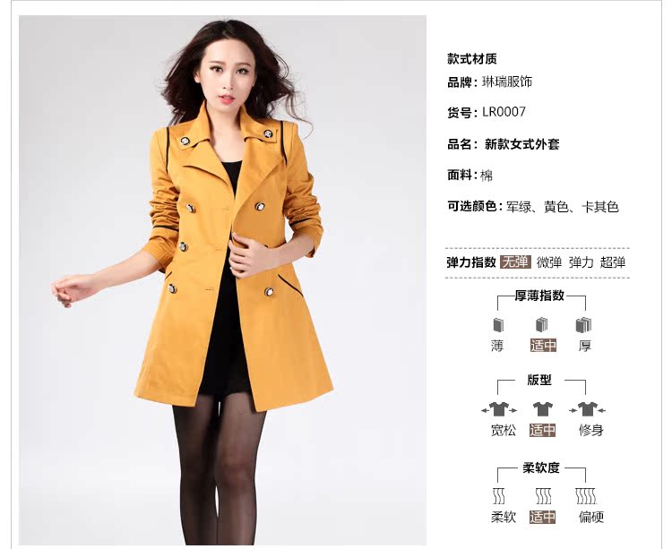 2014名媛氣質韓版外貿修身大碼中長款大衣 女式風衣 風衣女裝外套
