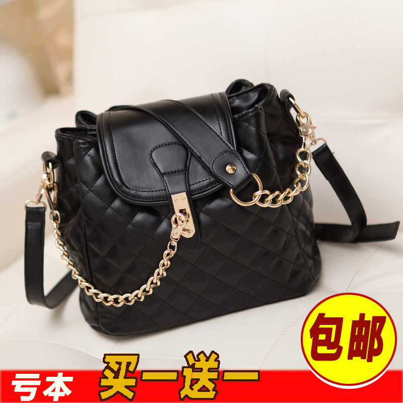 包包2014韩版新款潮流女士菱格水桶包手提单