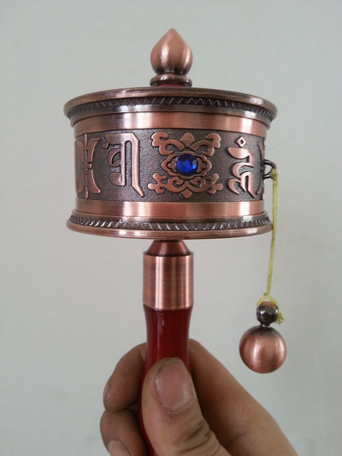 嘛呢括罗莲师心咒轴承版手摇转经轮 图片_高