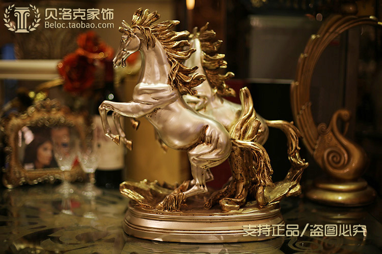 马年礼品 浪漫情侣双马树脂摆件 欧式家居装饰 品牌直销fs089