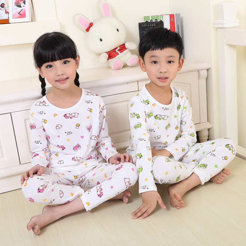 弹力纯棉新款<em>儿童睡衣</em> 卡通小<em>奶牛</em>亲子家庭装