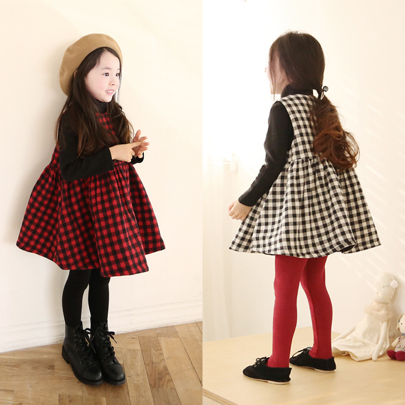 韩国童装批发 THE JANY<em>冬款</em> 经典黑红方格女
