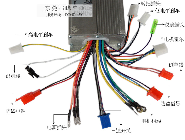 蓝粤智能无刷控制器48v500w 自学功率电动车 改装配件