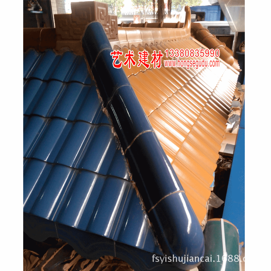 佛山 防水抗冻釉面波纹瓦现代建筑别墅陶瓷波纹瓦 三曲瓦