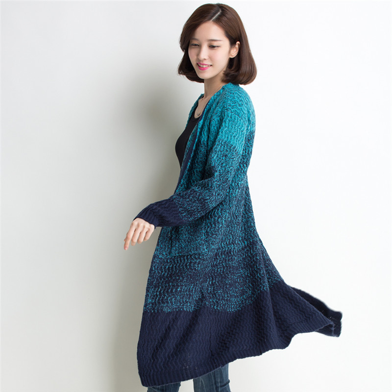 龙之行<em>毛衣</em>针织衫<em>女式开衫</em>中<em>长款春秋季</em>孔雀绿