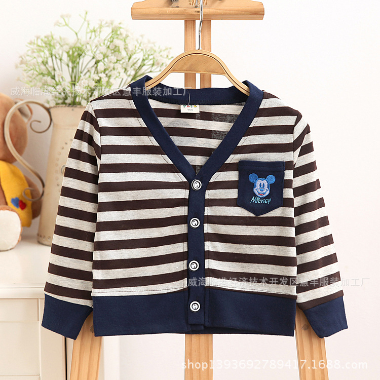 2014<em>秋季新款</em>童装 <em>开衫</em>外套 条纹衣服 男女童装