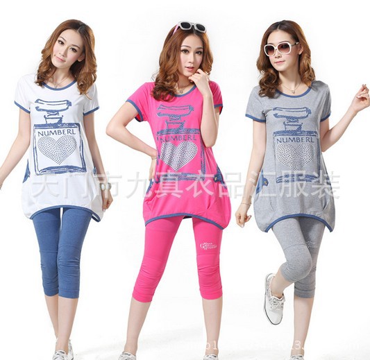 <em>格里芬</em>品牌夏季<em>女装</em> 中长短袖 美腿裤 韩版流 休