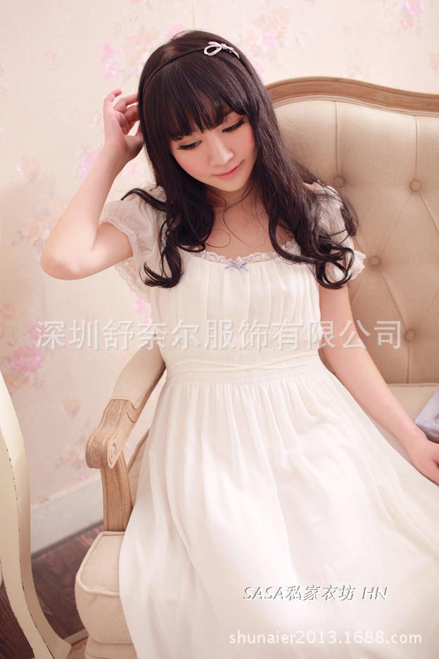 【公主仙女范 <em>唯美少女</em>系双层雪纺蕾丝睡裙长