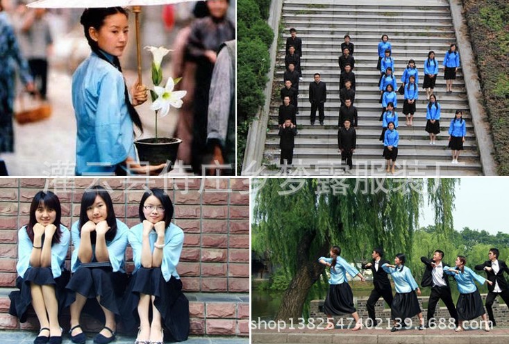 民国棉学生装女五四青年装古装校服毕业服写真中山装演出合唱舞台