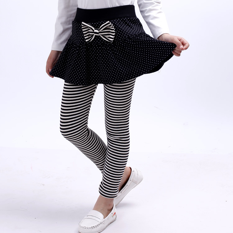 韩版女童裙裤假两件新款 中小童条纹圆点儿童
