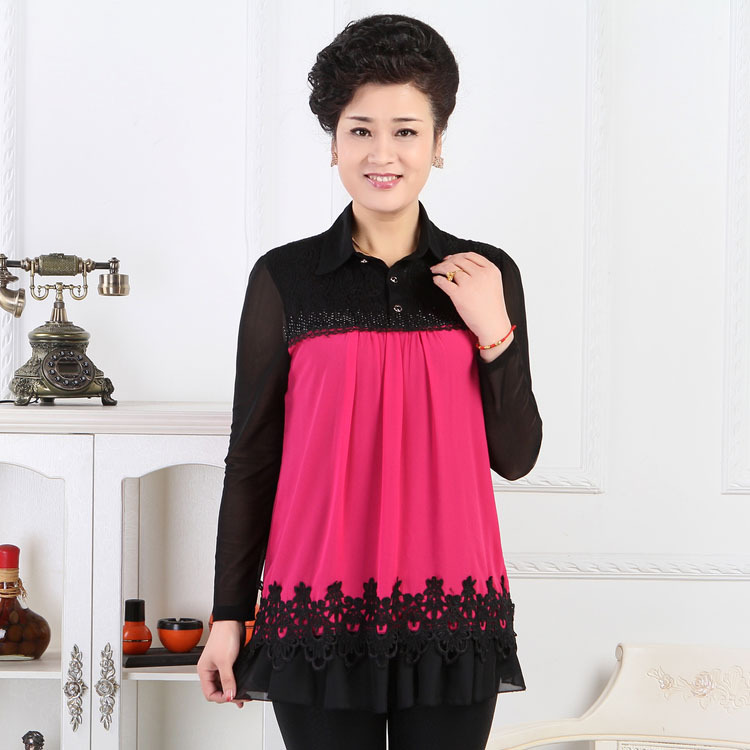 新款春装t恤衫韩版中老年小衫夏装加肥加大码