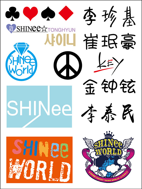 shinee 集体款 logo 标志 纹身贴纸(5张装)