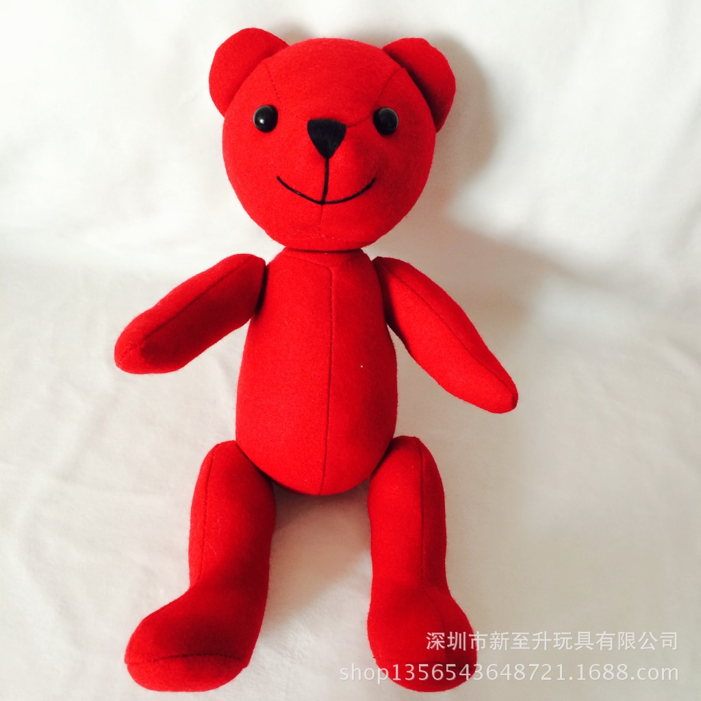 毛绒玩具厂家定制 可爱关节熊 亲子泰迪小熊 红色熊公仔