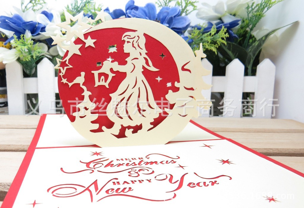 厂家直销 立体创意圣诞贺卡pop up christmas cards可来样定制