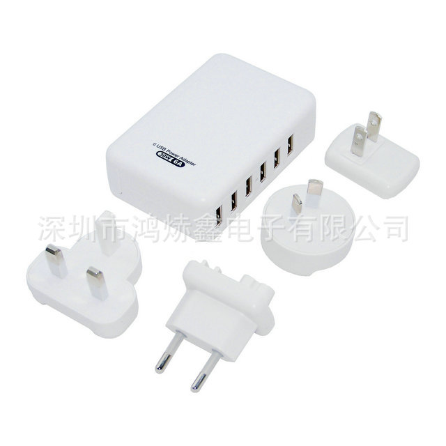 6USB 6A可换插脚旅充6