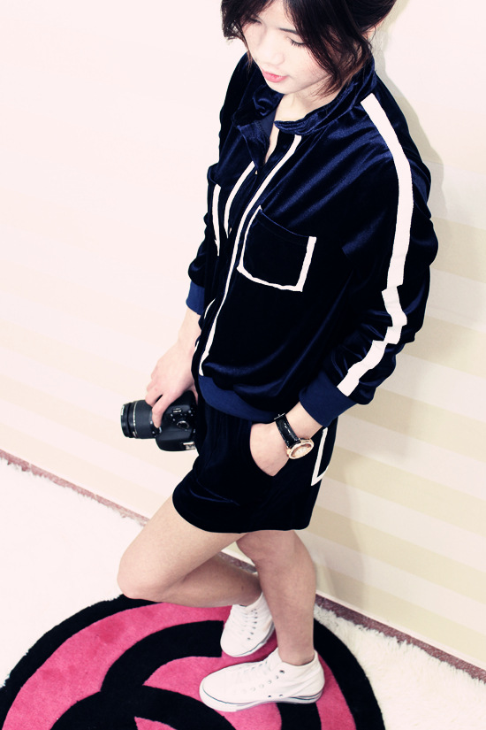 2014春夏女装新款 长袖丝绒<em>卫衣</em>+<em>短裤</em>休闲套