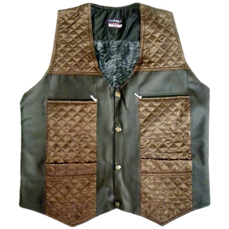 2个颜色 内层加绒或加毛中老年<em>男式皮马甲</em> 图