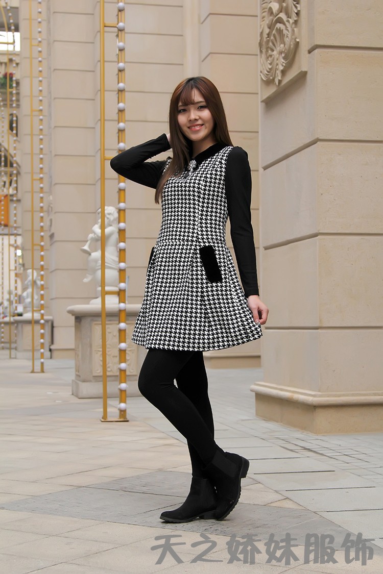 【2014新款爆款韩版修身潮流小黑口袋打底裙