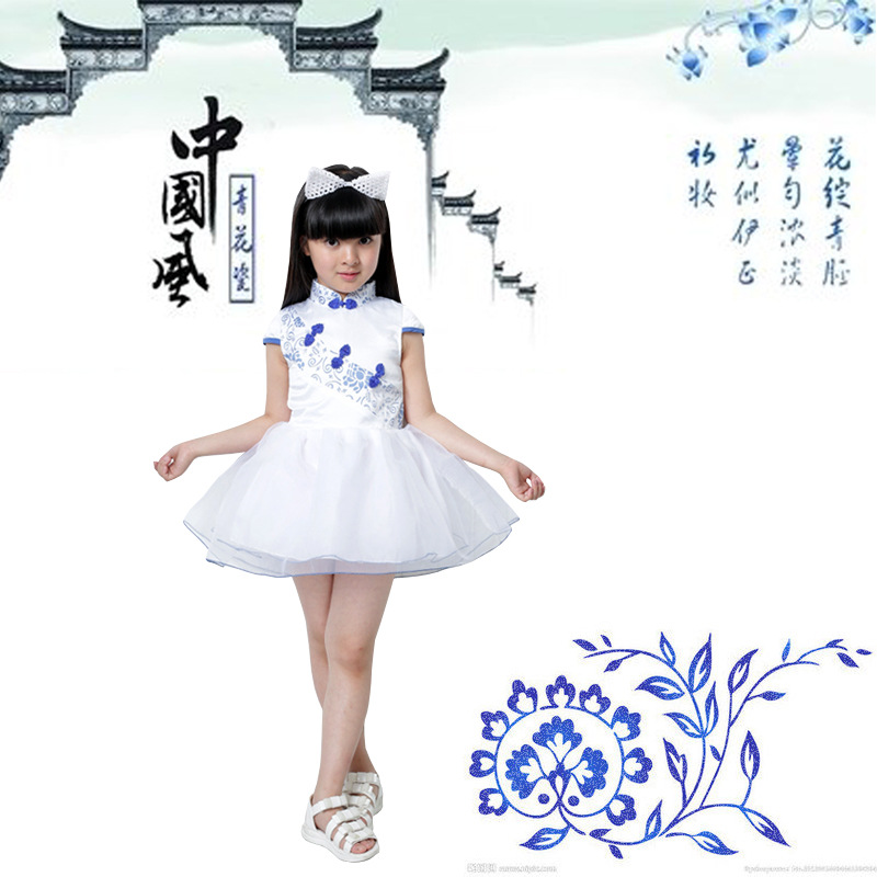 <em>夏季女童</em>舞蹈演出<em>服装</em>公主裙青花瓷 61六一儿