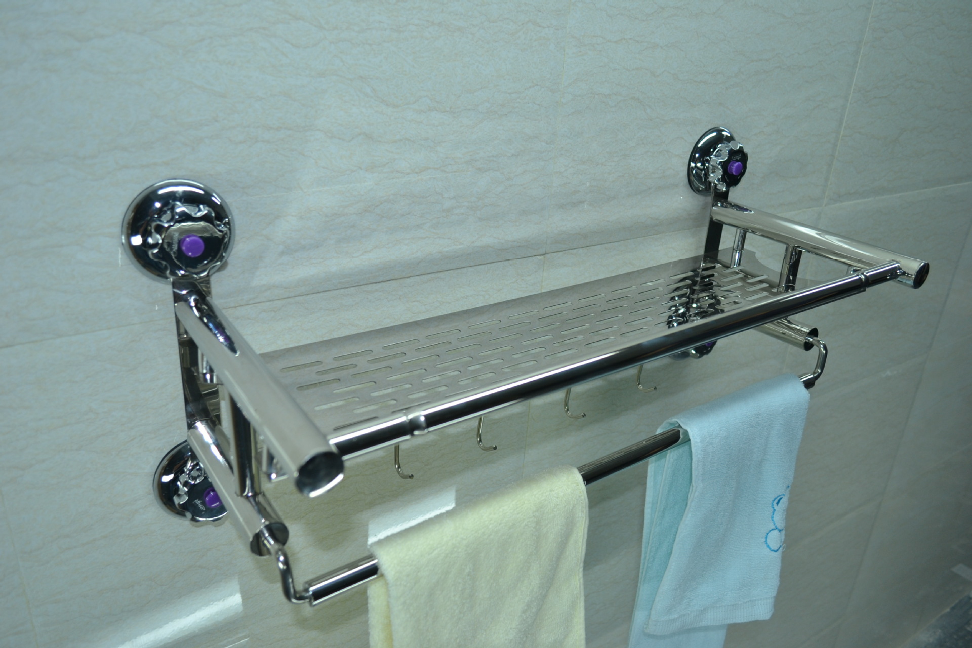 厂家直销高档304不锈钢浴室挂件毛巾架毛巾杆 吸盘不锈钢置物架