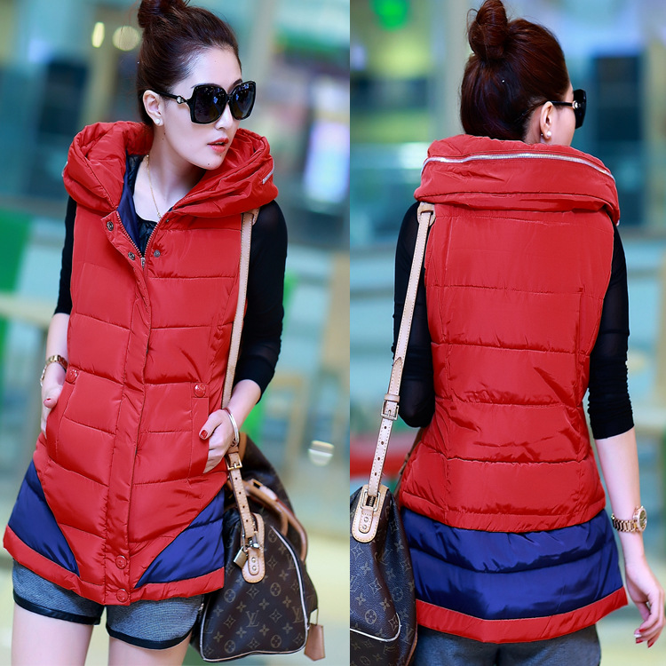 秋冬装新款女装韩版大码<em>羽绒</em>棉<em>加长马夹</em>加厚时