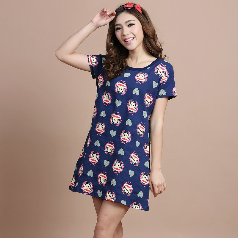韩国大嘴猴睡裙<em>纯棉</em>短袖春<em>夏季女款</em>家居服可爱