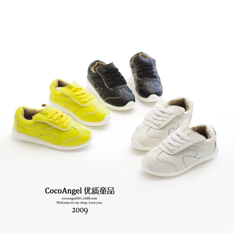 2014秋款 韩国儿童休闲鞋 女童男童流线款全羊皮运动鞋 28-37码