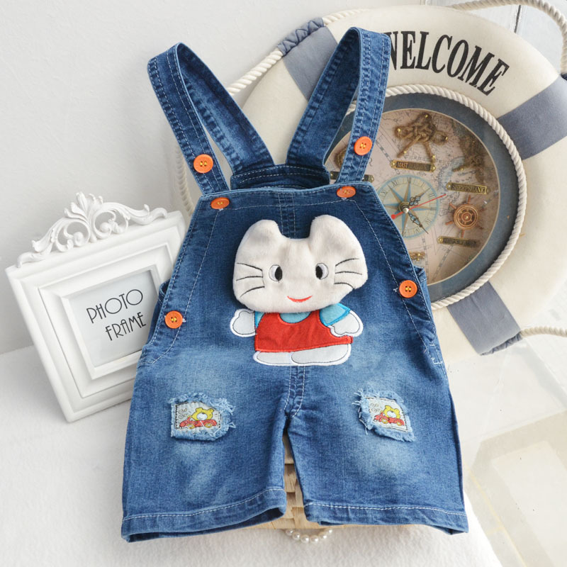 版新款2014夏装男童大脸猫<em>卡通牛仔短裤</em>潮宝