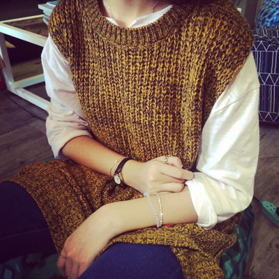 895#超美好质量杂色<em>长款套头</em>无袖毛线<em>马甲</em> 图