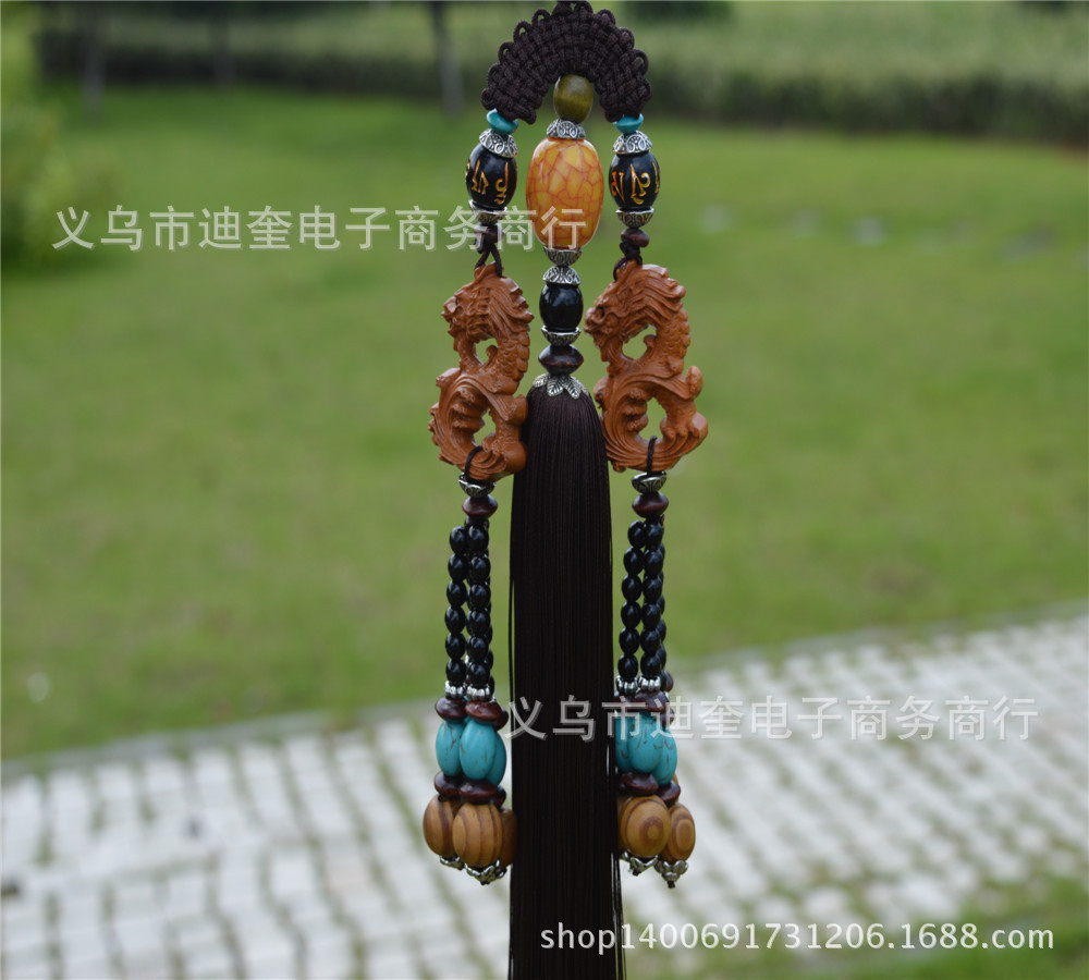 2014新款,枣木雕刻双八字龙,汽车内饰挂件,保平安