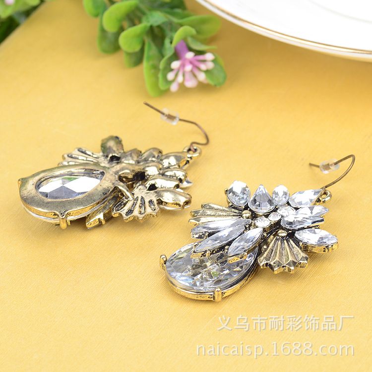 批发采购耳环-新款 欧美复古时尚大水滴宝石耳