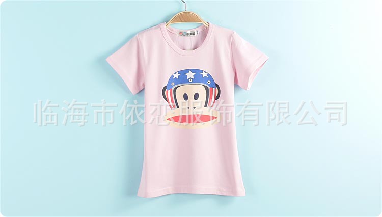 童T恤-S27儿童头盔卡通猴印花短袖T恤-童T恤