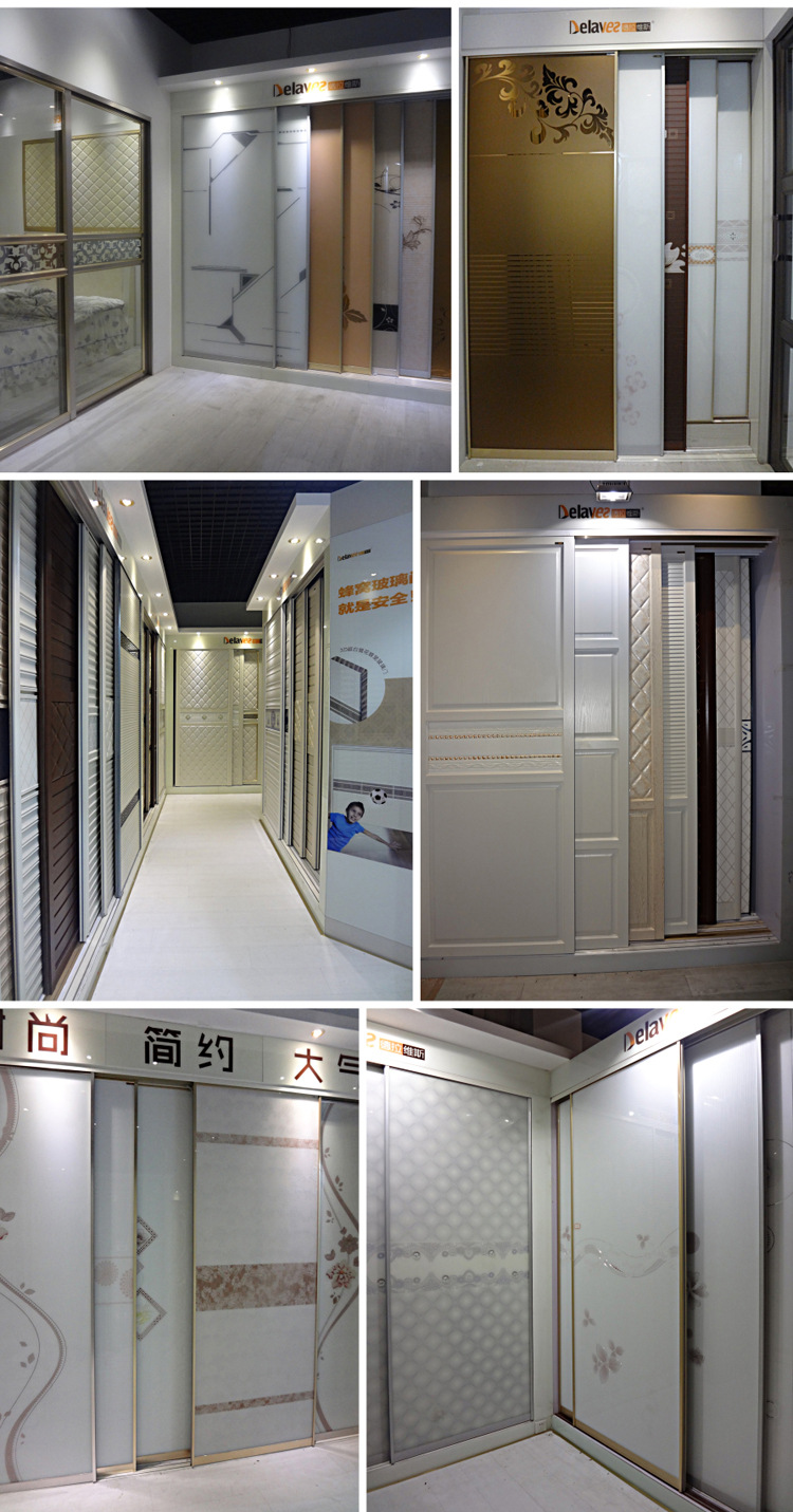 衣柜推拉门 栗子长城板百叶 同色吸塑腰线衣柜推拉门 高端衣柜门定制