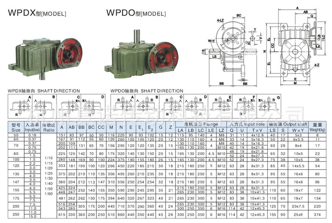 wpda/s/o/70-60速比 铸铁减速箱 电动减速机 wp蜗轮蜗杆厂家直销