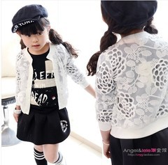 2014夏款韩版女童双层<em>勾</em>花外套 <em>儿童开衫</em> 童装