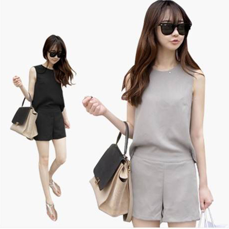 韩国东大门季新款连衣裤大码雪纺<em>连体短裤</em>假两