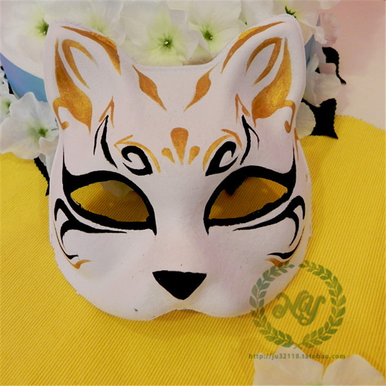 南毅原创纯手工绘画彩绘猫脸面具手工艺动漫展装饰道具表演活动