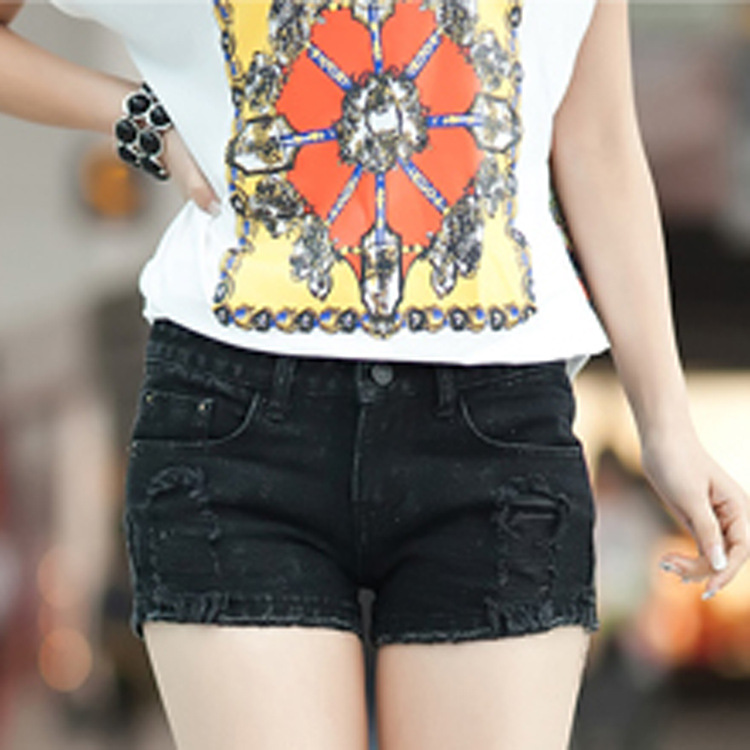 2014夏季新款牛仔<em>短裤</em> 韩版<em>黑色女生</em>百搭热裤